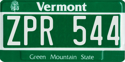 VT license plate ZPR544