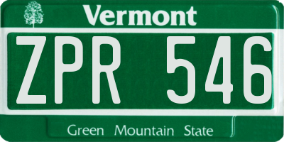 VT license plate ZPR546