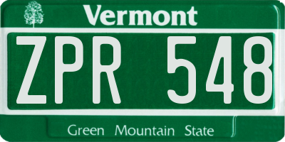 VT license plate ZPR548