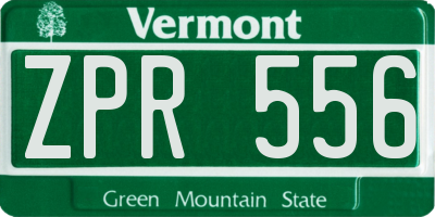 VT license plate ZPR556