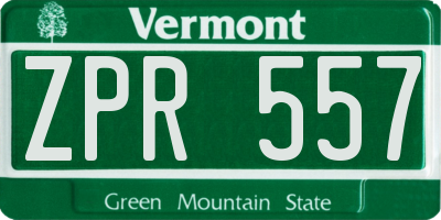 VT license plate ZPR557