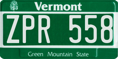 VT license plate ZPR558