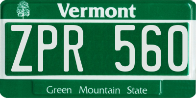 VT license plate ZPR560