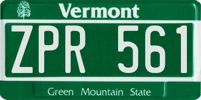 VT license plate ZPR561
