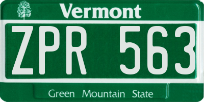 VT license plate ZPR563