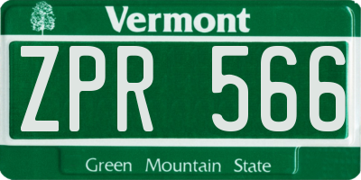 VT license plate ZPR566