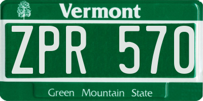 VT license plate ZPR570