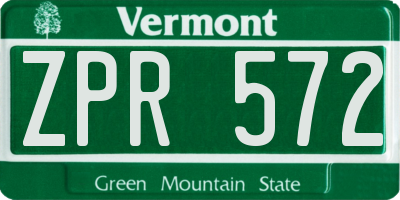 VT license plate ZPR572