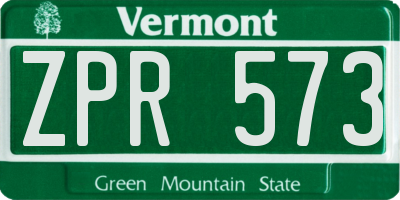 VT license plate ZPR573