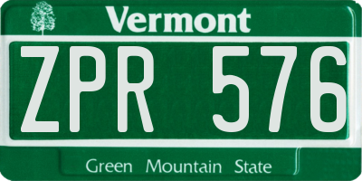 VT license plate ZPR576
