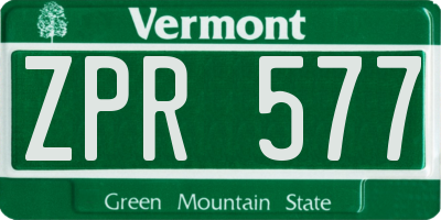 VT license plate ZPR577