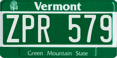 VT license plate ZPR579