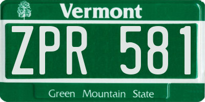 VT license plate ZPR581