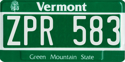 VT license plate ZPR583