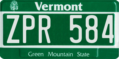 VT license plate ZPR584