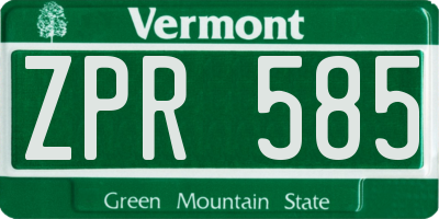 VT license plate ZPR585