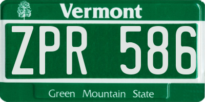 VT license plate ZPR586