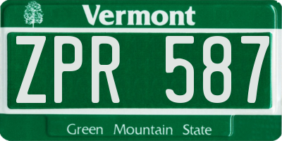 VT license plate ZPR587
