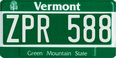 VT license plate ZPR588