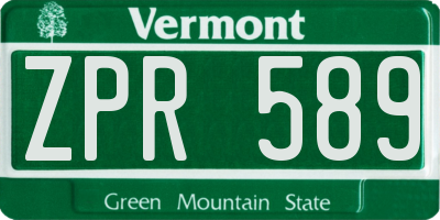 VT license plate ZPR589
