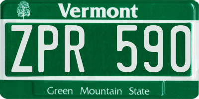 VT license plate ZPR590