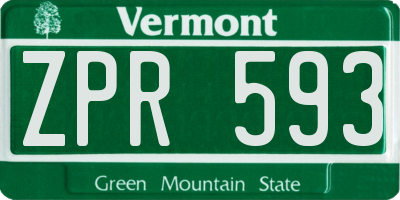 VT license plate ZPR593
