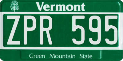 VT license plate ZPR595
