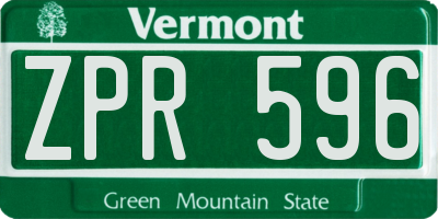 VT license plate ZPR596