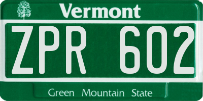 VT license plate ZPR602