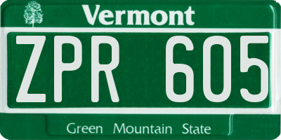 VT license plate ZPR605