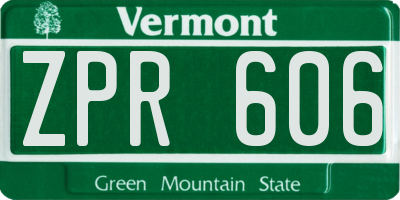 VT license plate ZPR606