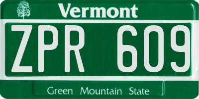 VT license plate ZPR609
