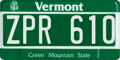 VT license plate ZPR610