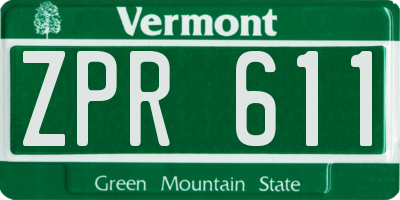 VT license plate ZPR611