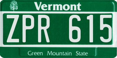 VT license plate ZPR615