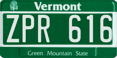 VT license plate ZPR616