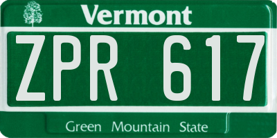 VT license plate ZPR617