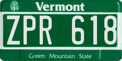 VT license plate ZPR618