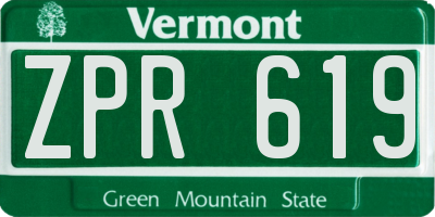 VT license plate ZPR619