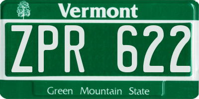 VT license plate ZPR622