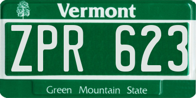 VT license plate ZPR623