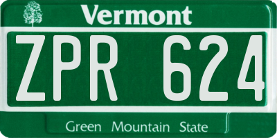 VT license plate ZPR624