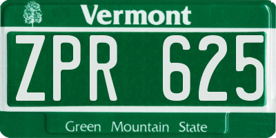 VT license plate ZPR625