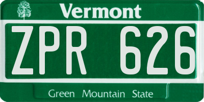 VT license plate ZPR626