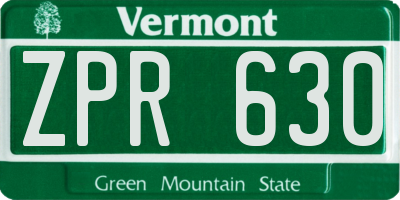 VT license plate ZPR630