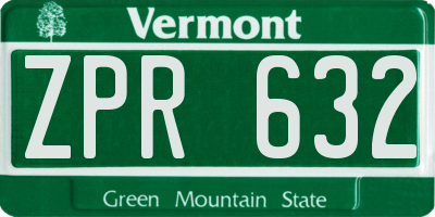 VT license plate ZPR632
