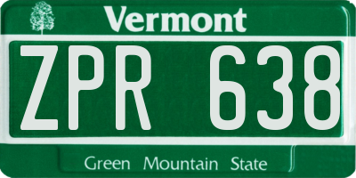 VT license plate ZPR638