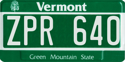 VT license plate ZPR640