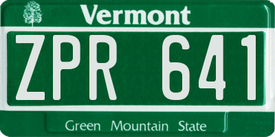VT license plate ZPR641