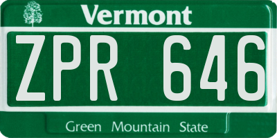 VT license plate ZPR646